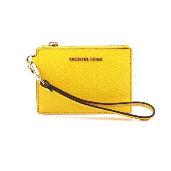 NWT Michael Kors Jet Set Pebble Leather ID Card Coin Wallet Purse Sun - Picture 1 of 9